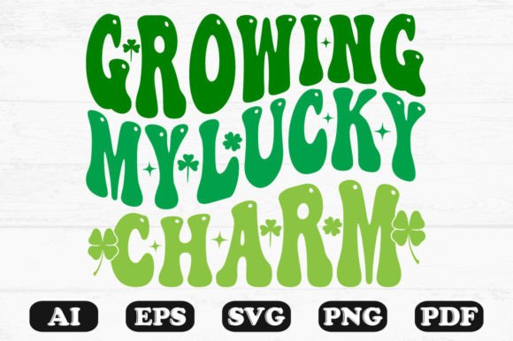 Growing My Lucky Charm Retro Wavy Svg T-